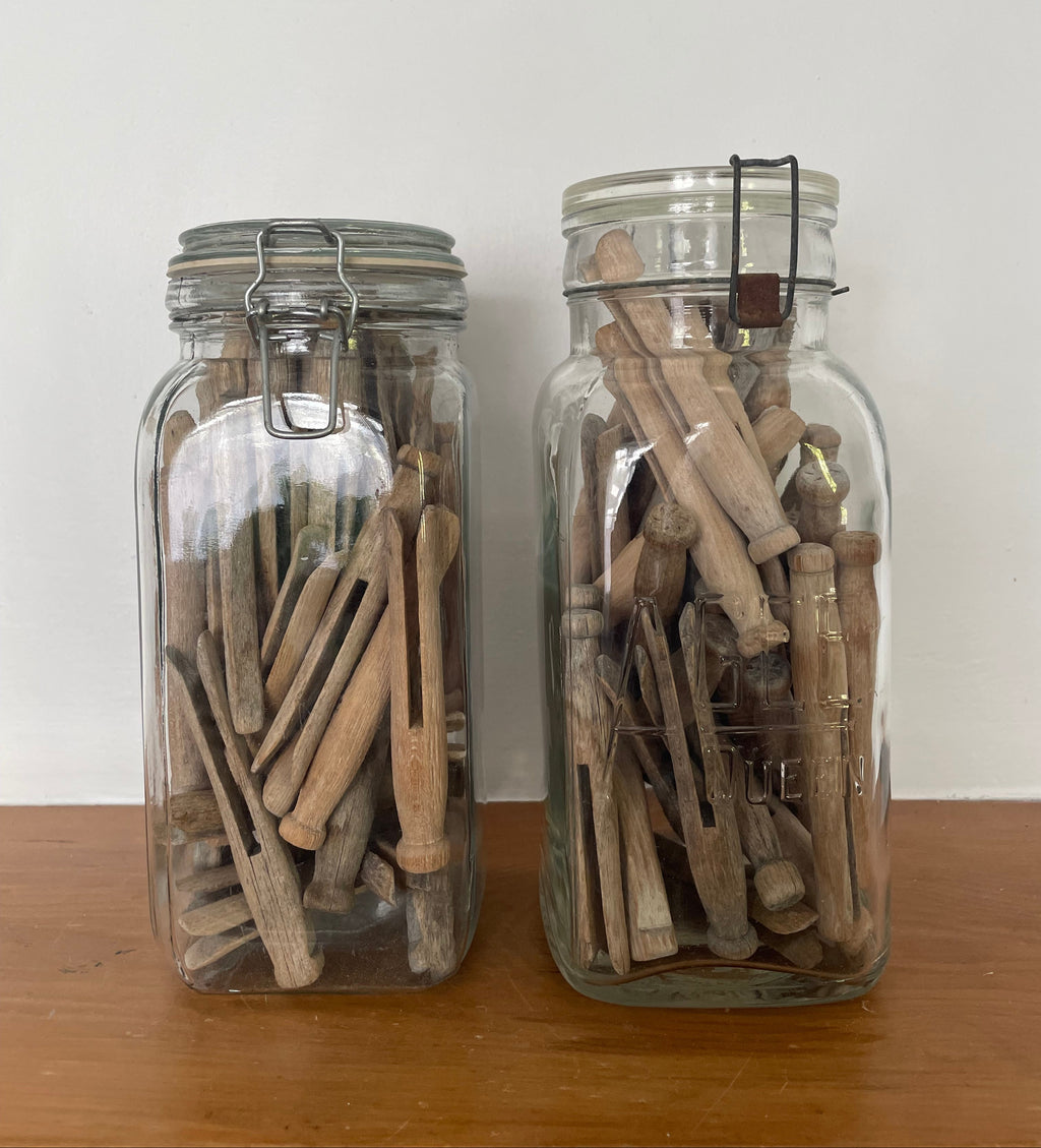 Vintage Wooden Peg Jars