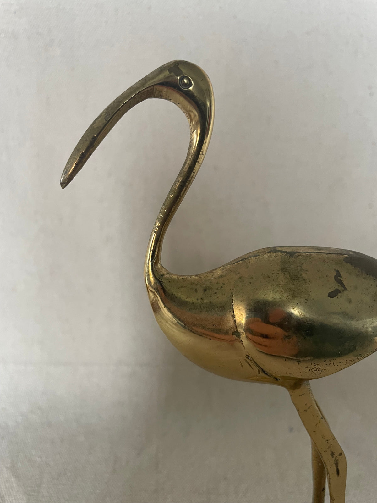 Vintage 1970s Hollywood Regency Solid Brass Ibis Figurine