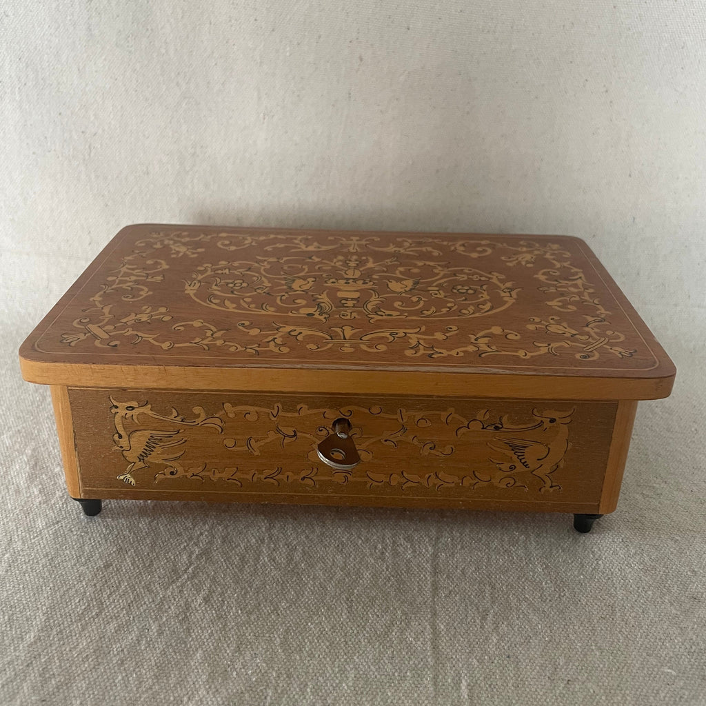 Vintage Italian Sorrento Inlaid Marquetry Music Box - Swiss Movement