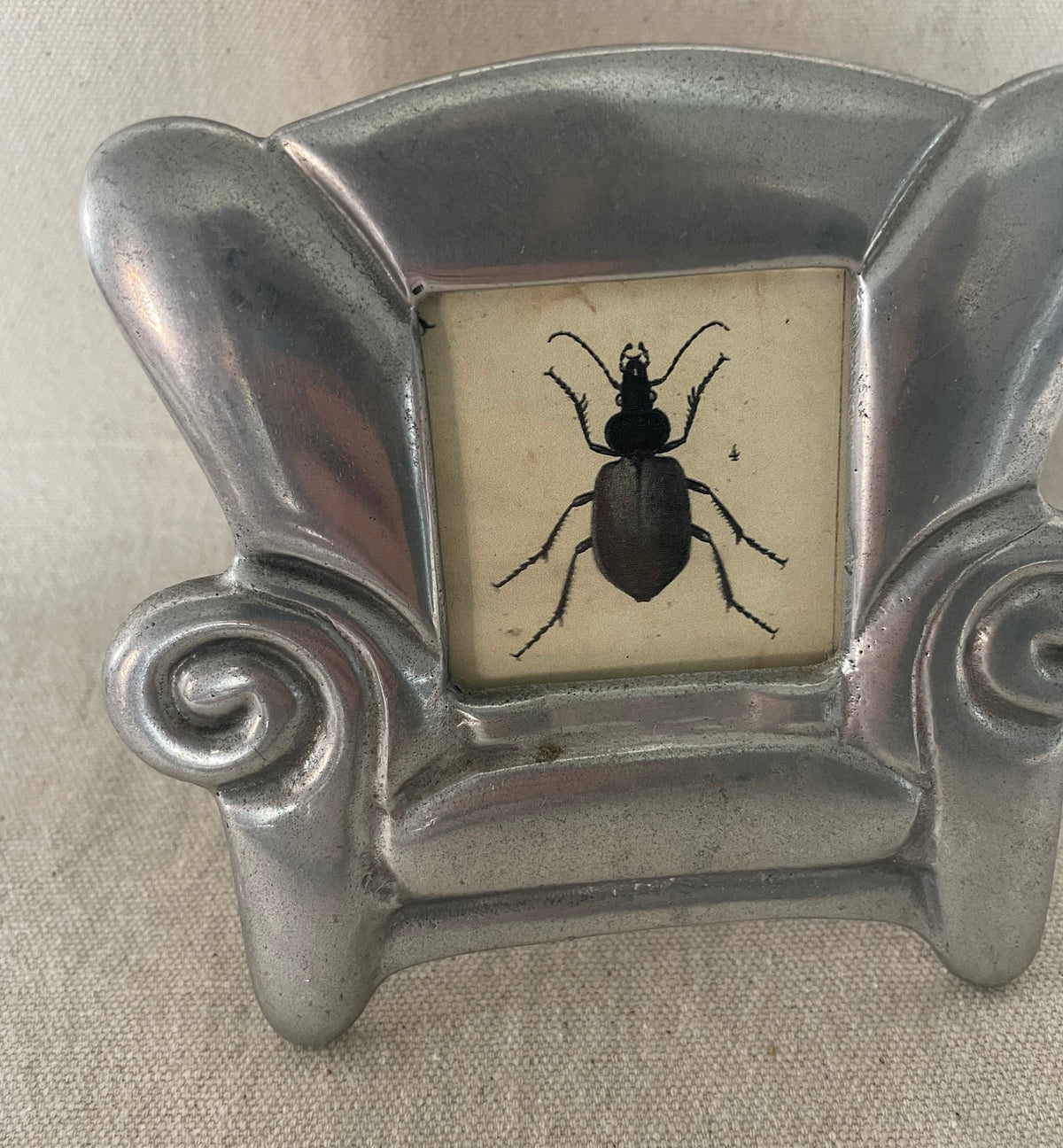 Quirky Vintage Armchair Photo Frame with Beetle Print