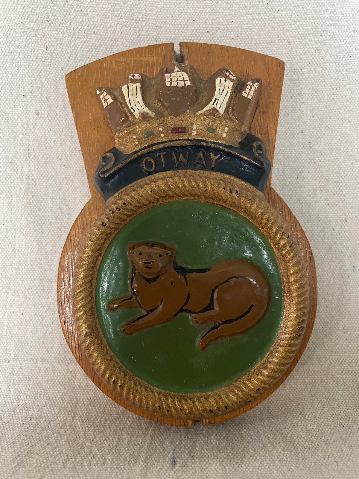 Vintage Otway Otter Naval Crest Plaque