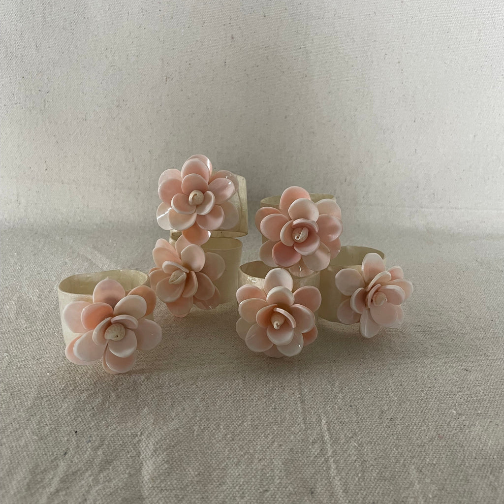 Circa 1970s Pink Shell Flower Napkin Holders