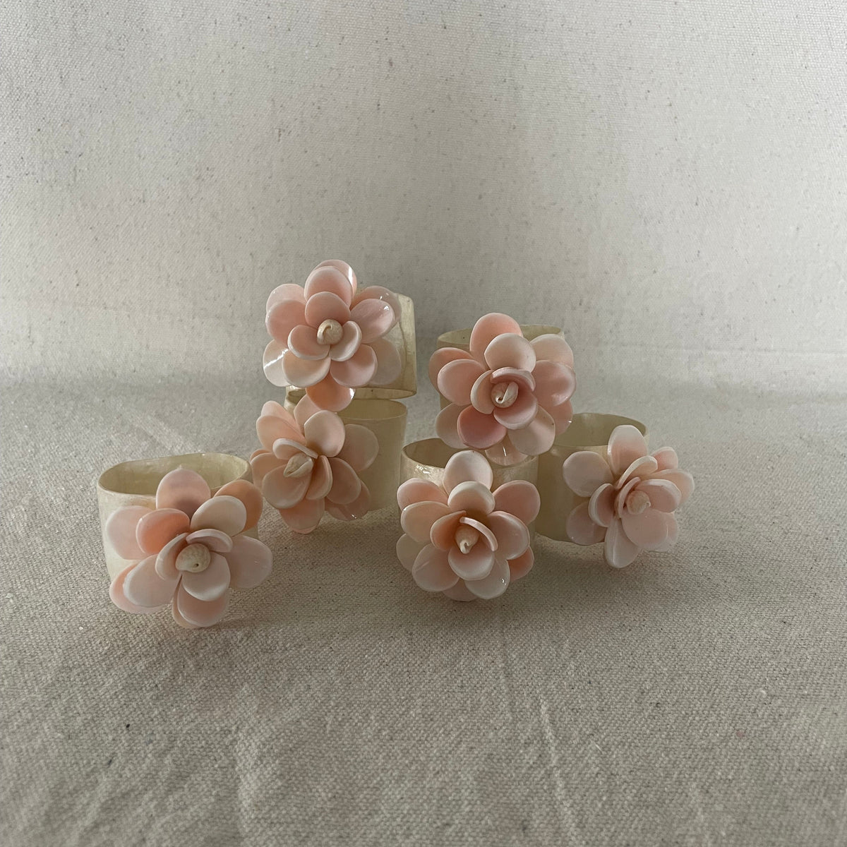 Circa 1970s Pink Shell Flower Napkin Holders