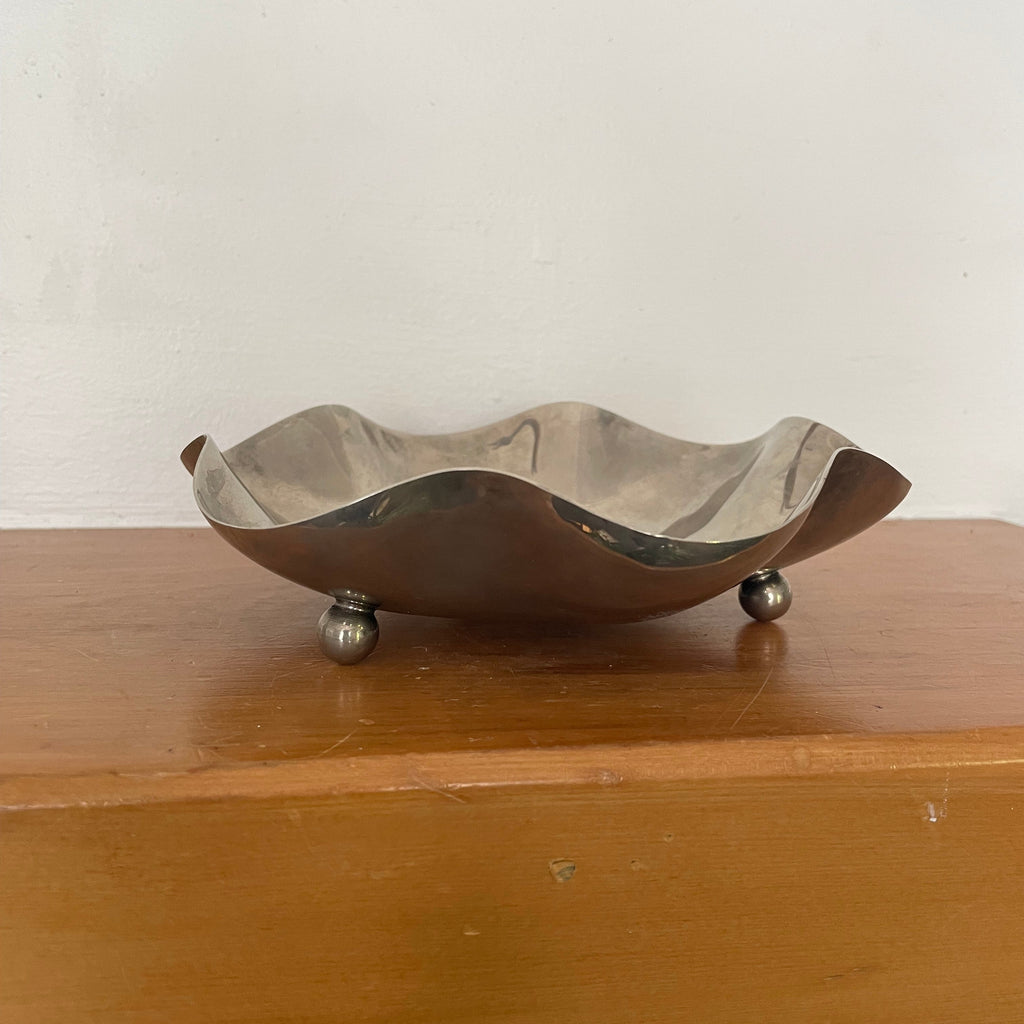 Vintage Mid-Century Modern Ball Footed Wavy Bowl