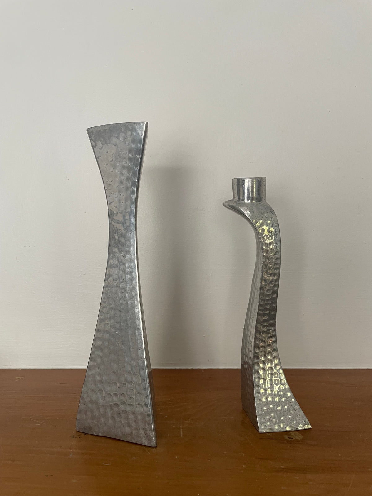 Vintage Postmodern Aluminum Candlestick Pair (c. 1980s)