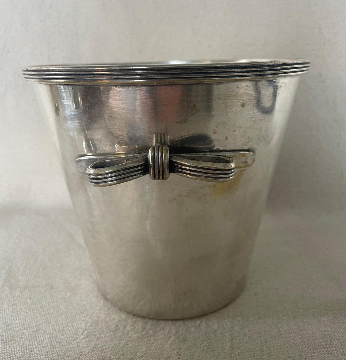 Vintage Bow Handle Silver-Plated Ice Bucket