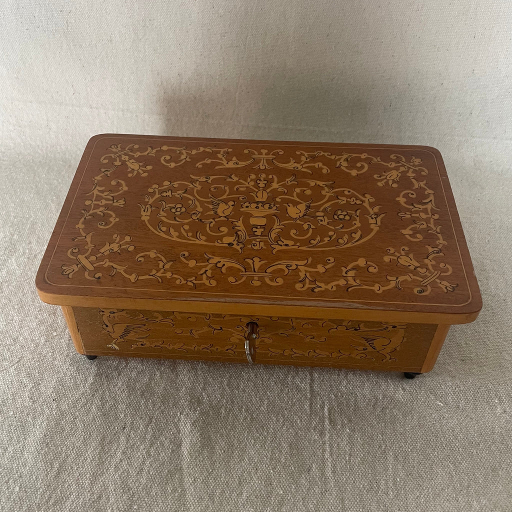 Vintage Italian Sorrento Inlaid Marquetry Music Box - Swiss Movement
