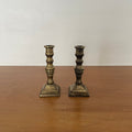 Circa 1960s Tiny Cast Brass Candle Holders