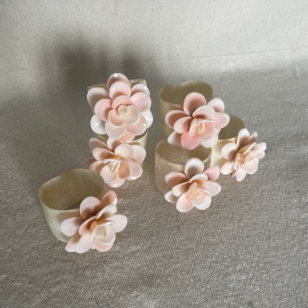 Circa 1970s Pink Shell Flower Napkin Holders