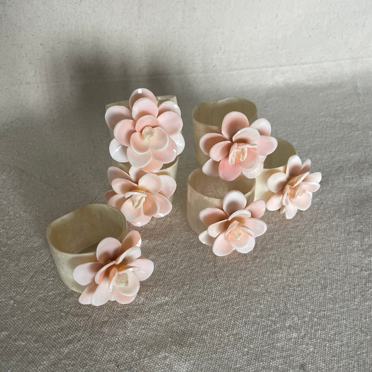 Circa 1970s Pink Shell Flower Napkin Holders
